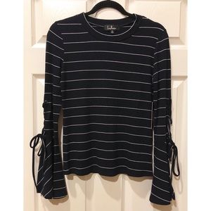 Navy and White Striped Bell Sleeve Top